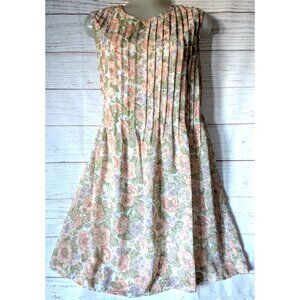 Liz Claiborne Studio Women Dress Muted Chiffon Lined ZipperFloral Petite Size S